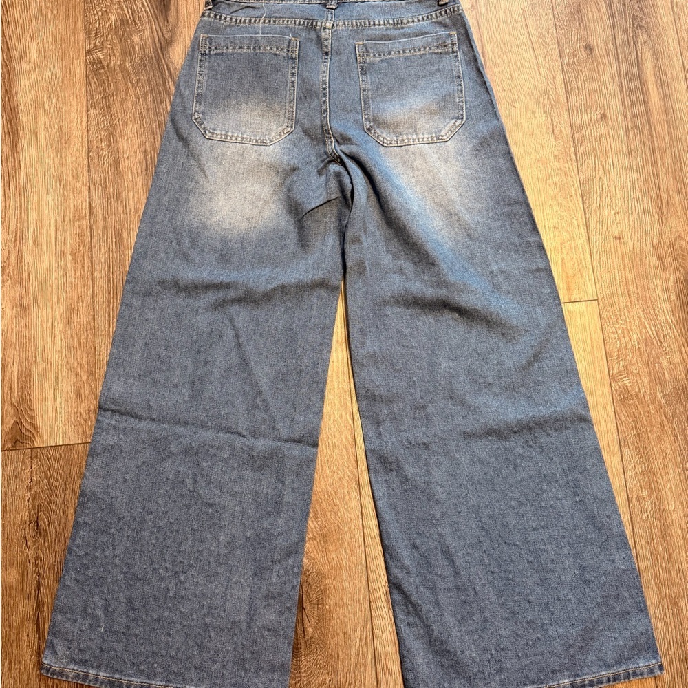 Women's Blue Jeweled Wide-Leg Jeans - Picture 4 of 4